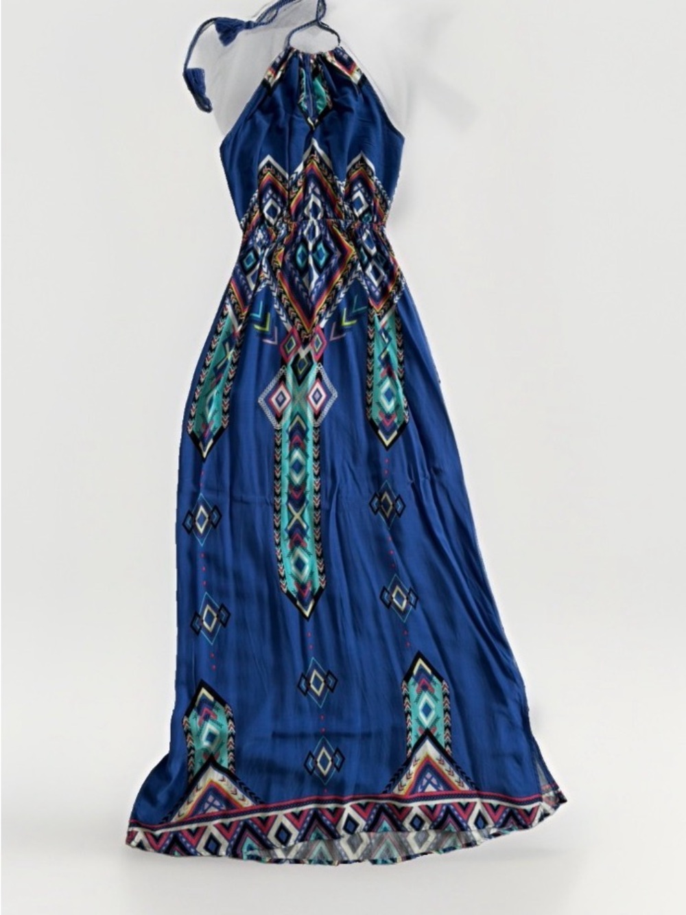 NWT Halter Maxi Dress Aztec Geometric Southwestern Tribal Festival Vacation M